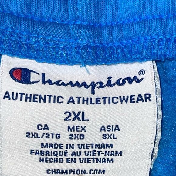 NWTs Champion Athletic Dip Dye Blue Ombre Fleece Shorts Logo - Picture 7 of 11